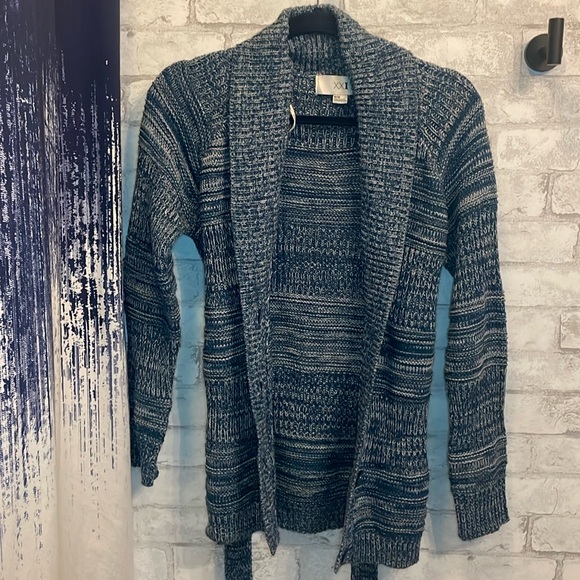 Women’s Teal and gray chunky wrap/tie cardigan M - Picture 2 of 4